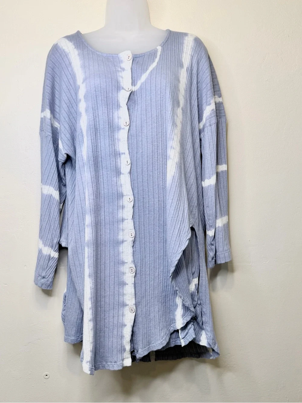 FP | Little Dream Dusty Blue Tie Dye Top & Botton Ribbed Two-Piece Lounge Set - Picture 2 of 16